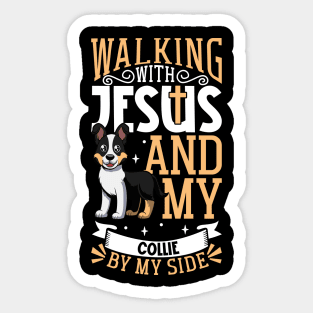 Jesus and dog - Smooth Collie Sticker